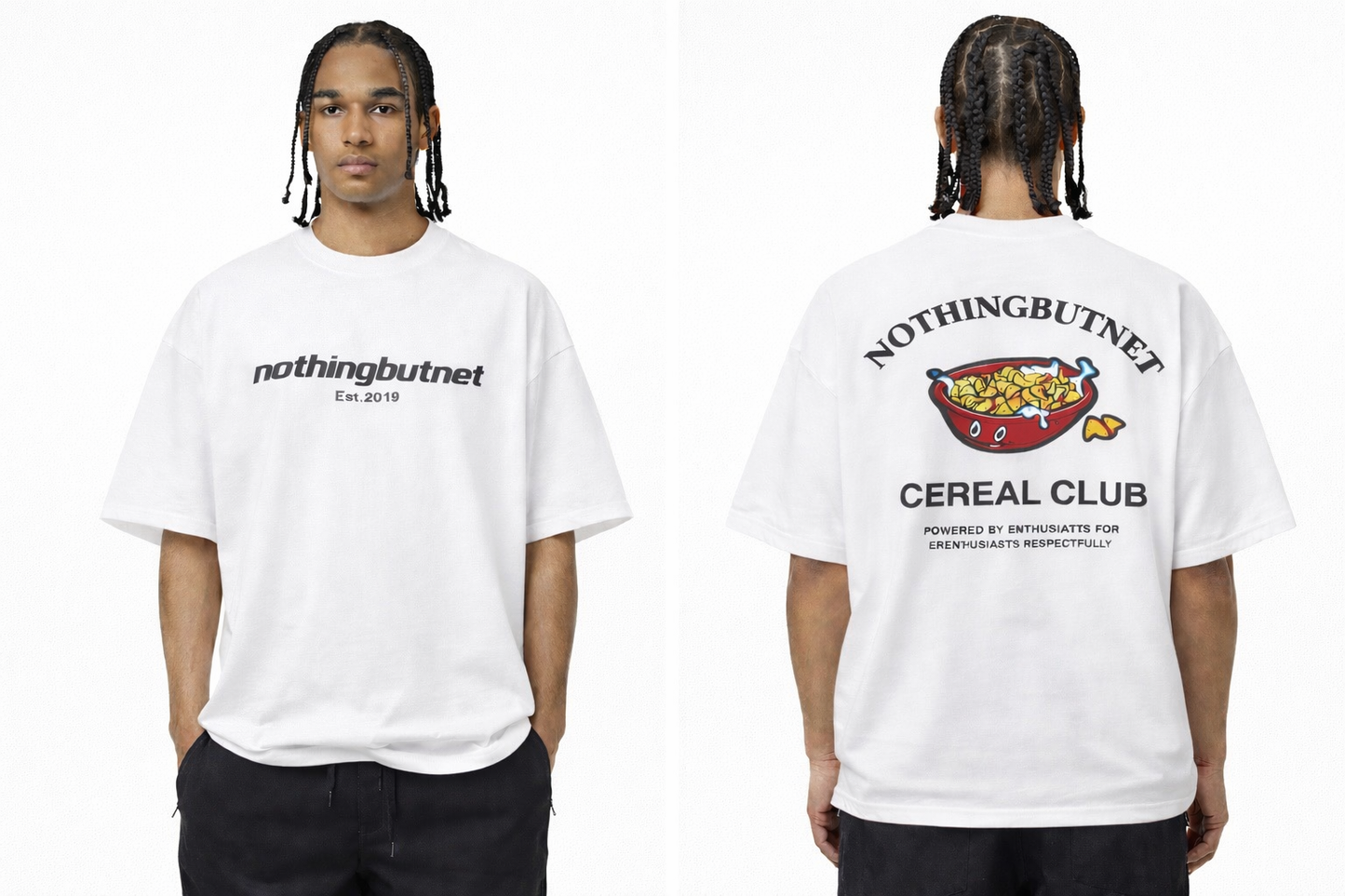 NBN Café White Cereal Club T-Shirt. 2026 Rendition.