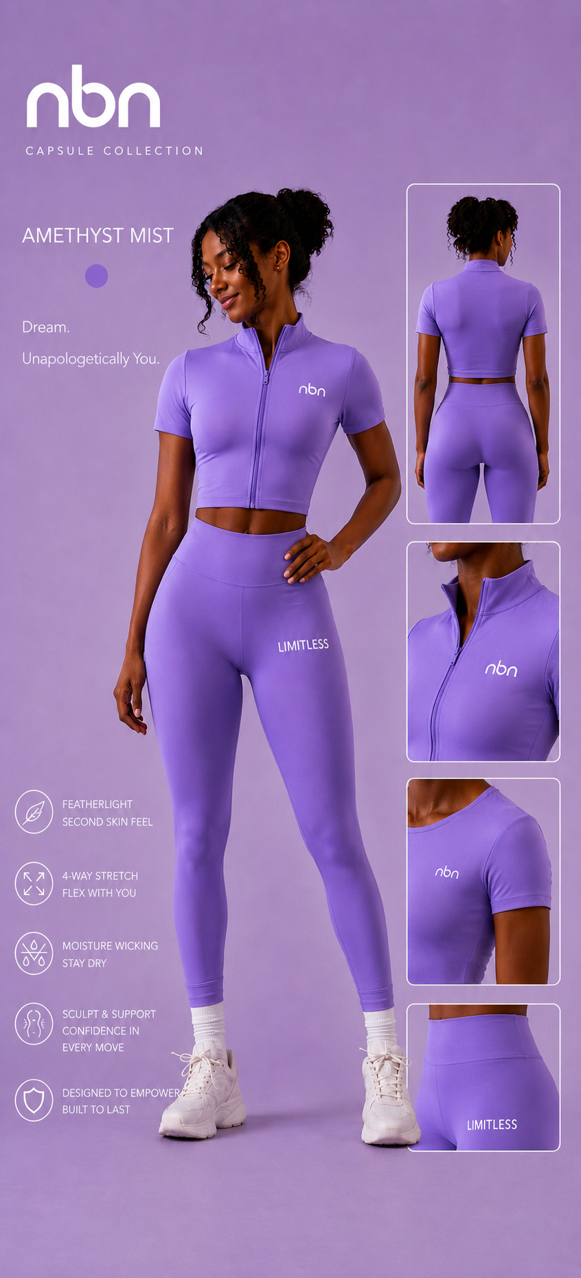 NBN Limitless™ Women’s Short Sleeve Amethyst Mist Set