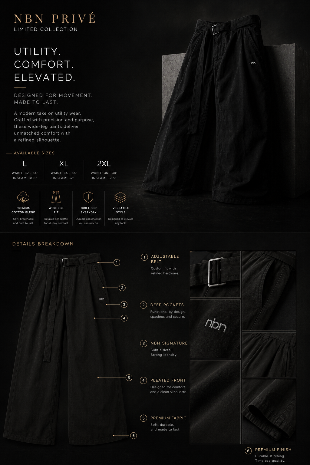 NBN Black Barrel Pants