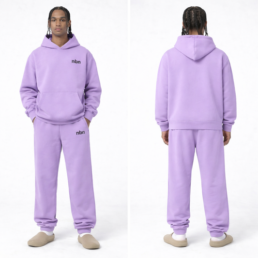 NBN Purple Essential Hoodie with matching sweat pants. 2026 Rendition.